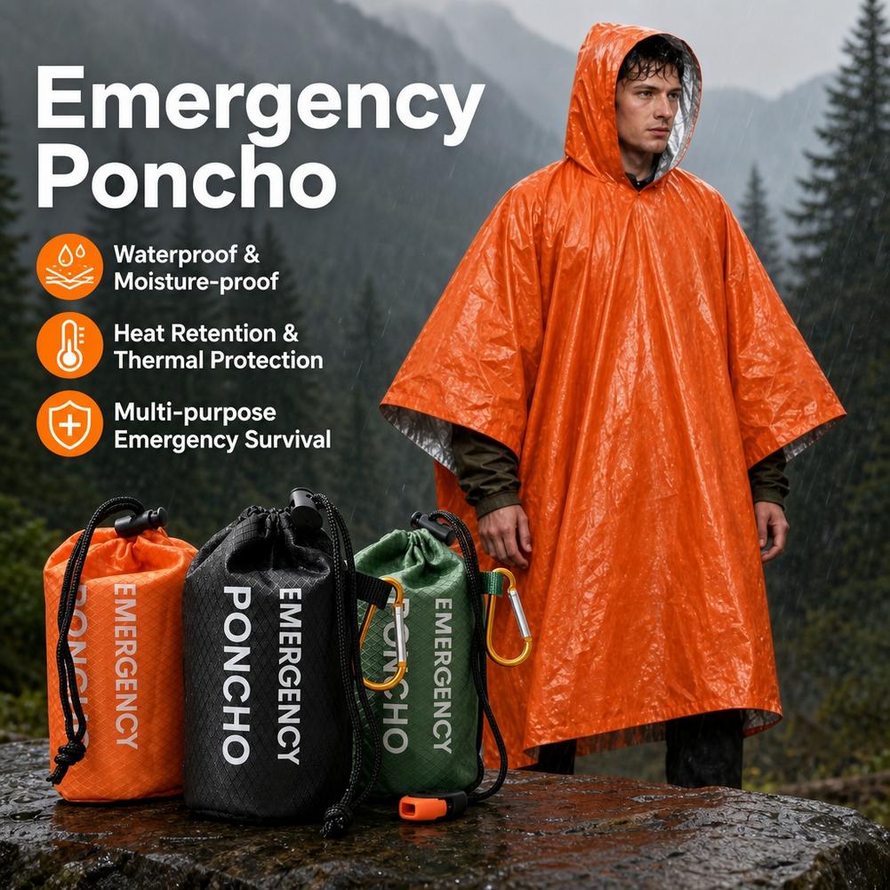 Draagbare noodregenponcho-set, - Camping Rain Poncho recensie en prijs